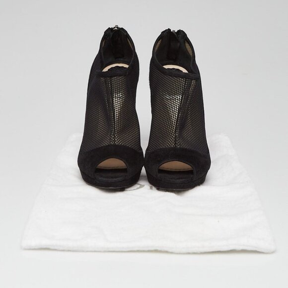 Christian Dior Black Suede/Mesh Peep Toe Heels Size 4/34.5 - Picture 5 of 5